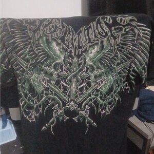 Affliction Black and Green Graphic Tee